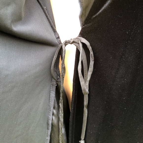 Oscar de la Renta Robe Black Velvet Ruffle Neck - Picture 3 of 7